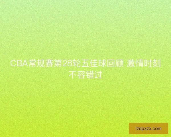 CBA常规赛第28轮五佳球回顾 激情时刻不容错过